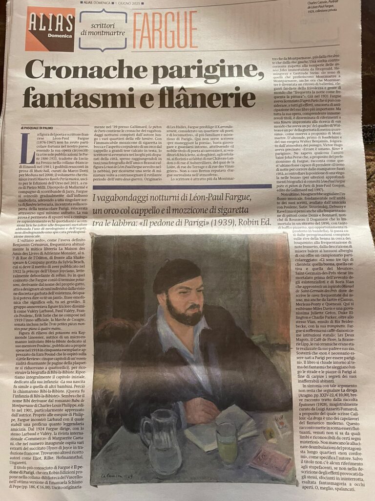 [il manifesto] Le cronache parigine di Fargue: fantasmi e flânerie|Pasquale di Palmo|